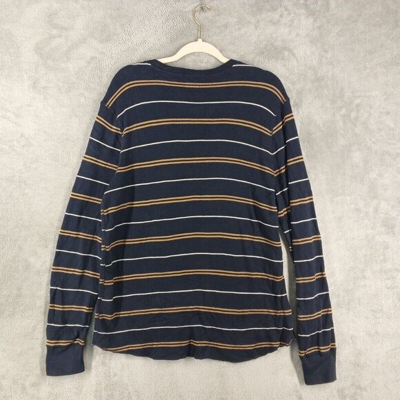 GAP Men Fall Henley Sweater Size LARGE Striped Knit 100% Cotton Pullover Casual - Picture 11 of 11